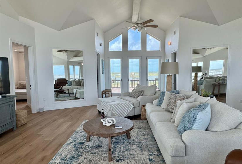 Every direction you look you will find an amazing water view with large cathedral windows and large mirrors placed in just the right locations.