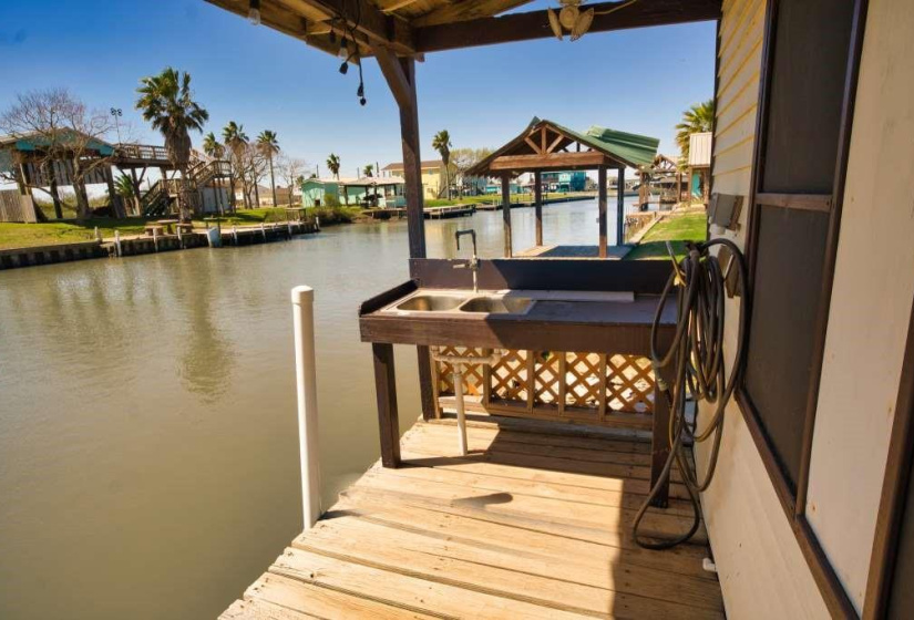 Pier with fish cleaning station