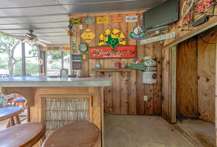 Bar area in screened in area.