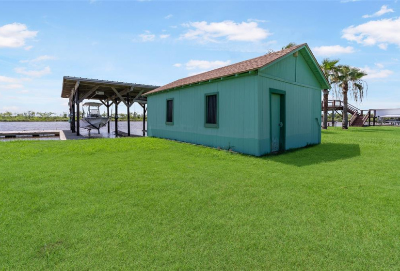 Boat house with running water.
