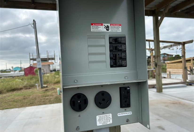 There are two RV plug-ins, a 30 Amp and a 50 Amp