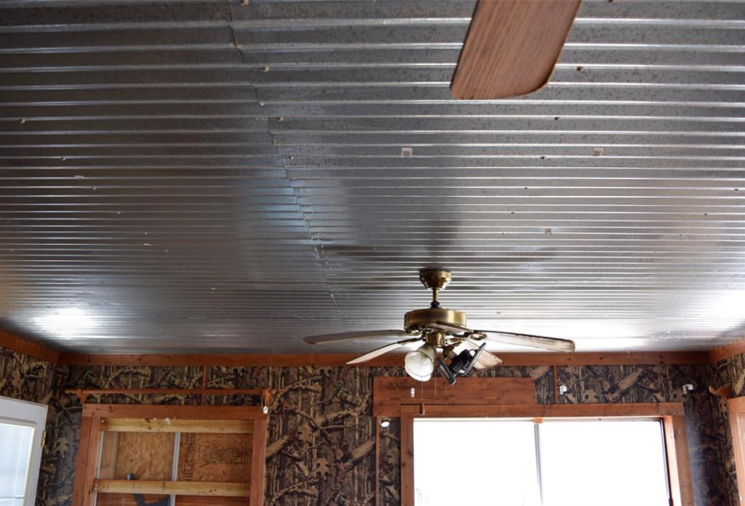 Tin roof in living area