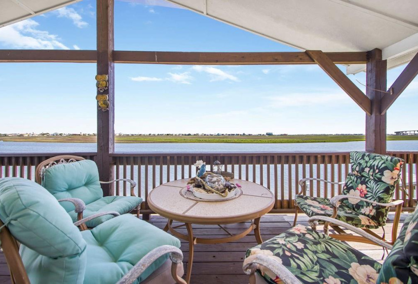 Relax on the covered deck and enjoy the views