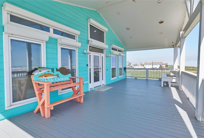 The porch overlooks the beach!